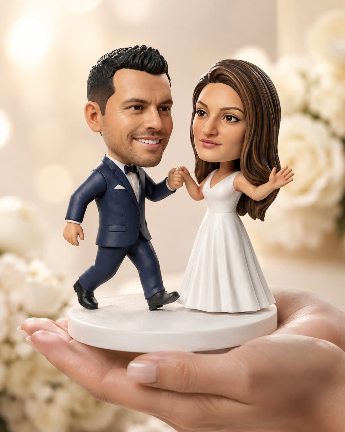 Couple 1 — classic elegant heirloom wedding cake topper, clean product shot